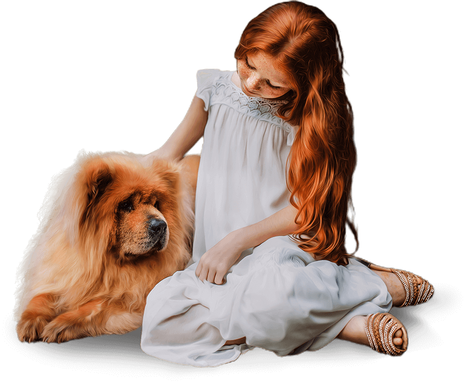 girl with dog
